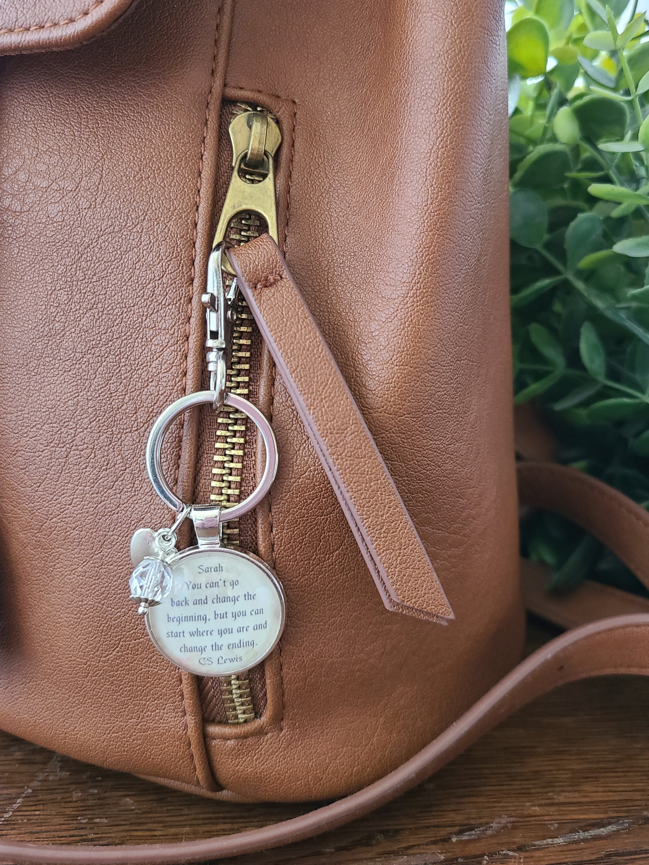 C.S. Lewis You Can't Go Back Necklace | Change the Ending Quote | Inspirational Gift, Graduation Gift, New Beginning Gift | Personalized | Keychain
