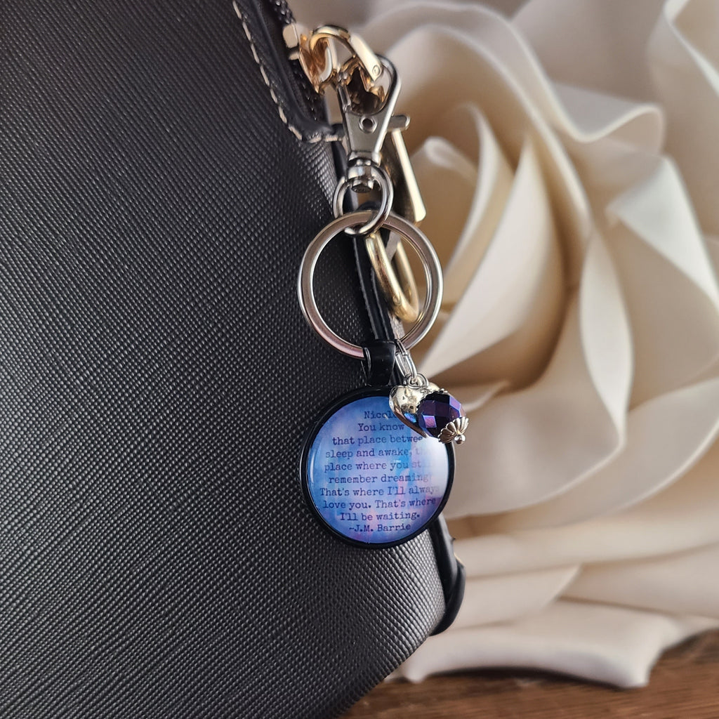 Peter Pan Quote Necklace or Keychain — JM Barrie You Know That Place Between Sleep and Awake Dream Gift