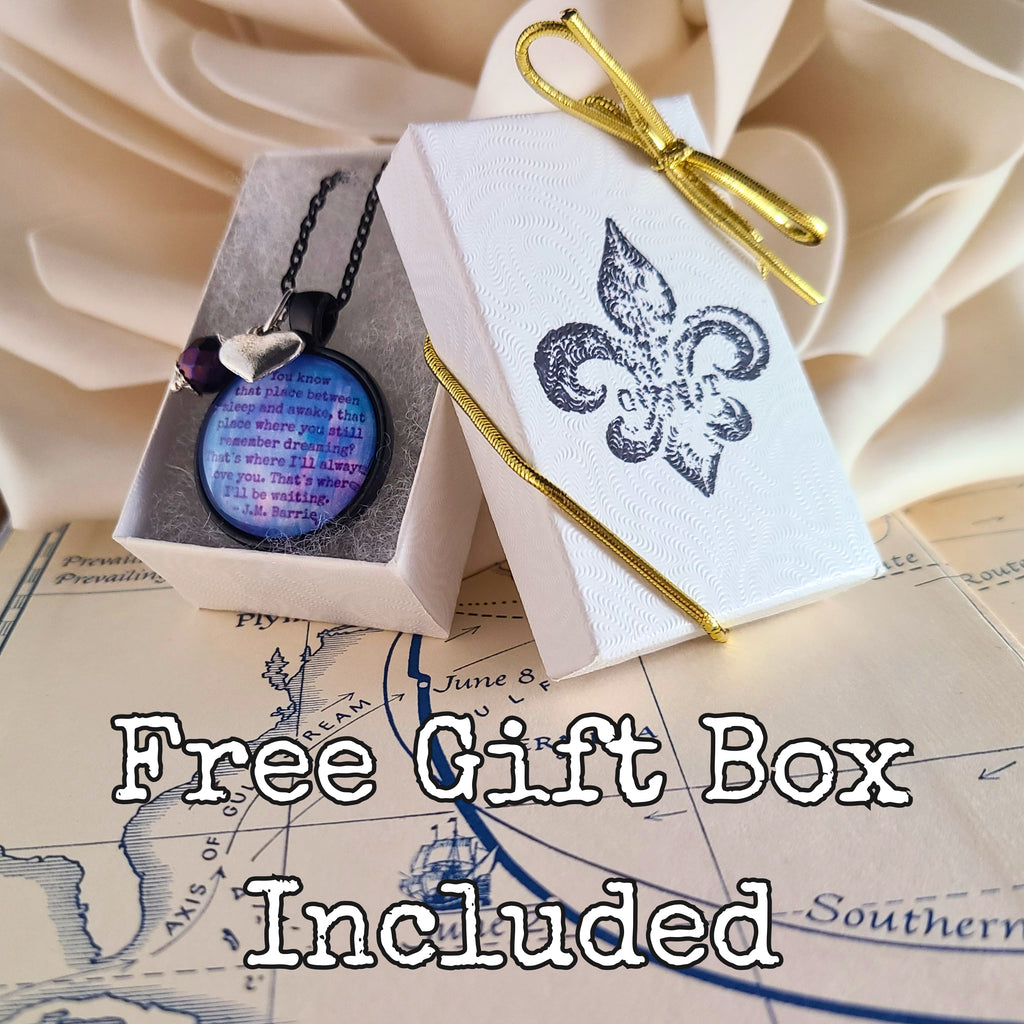 Peter Pan Quote Necklace or Keychain — JM Barrie You Know That Place Between Sleep and Awake Dream Gift