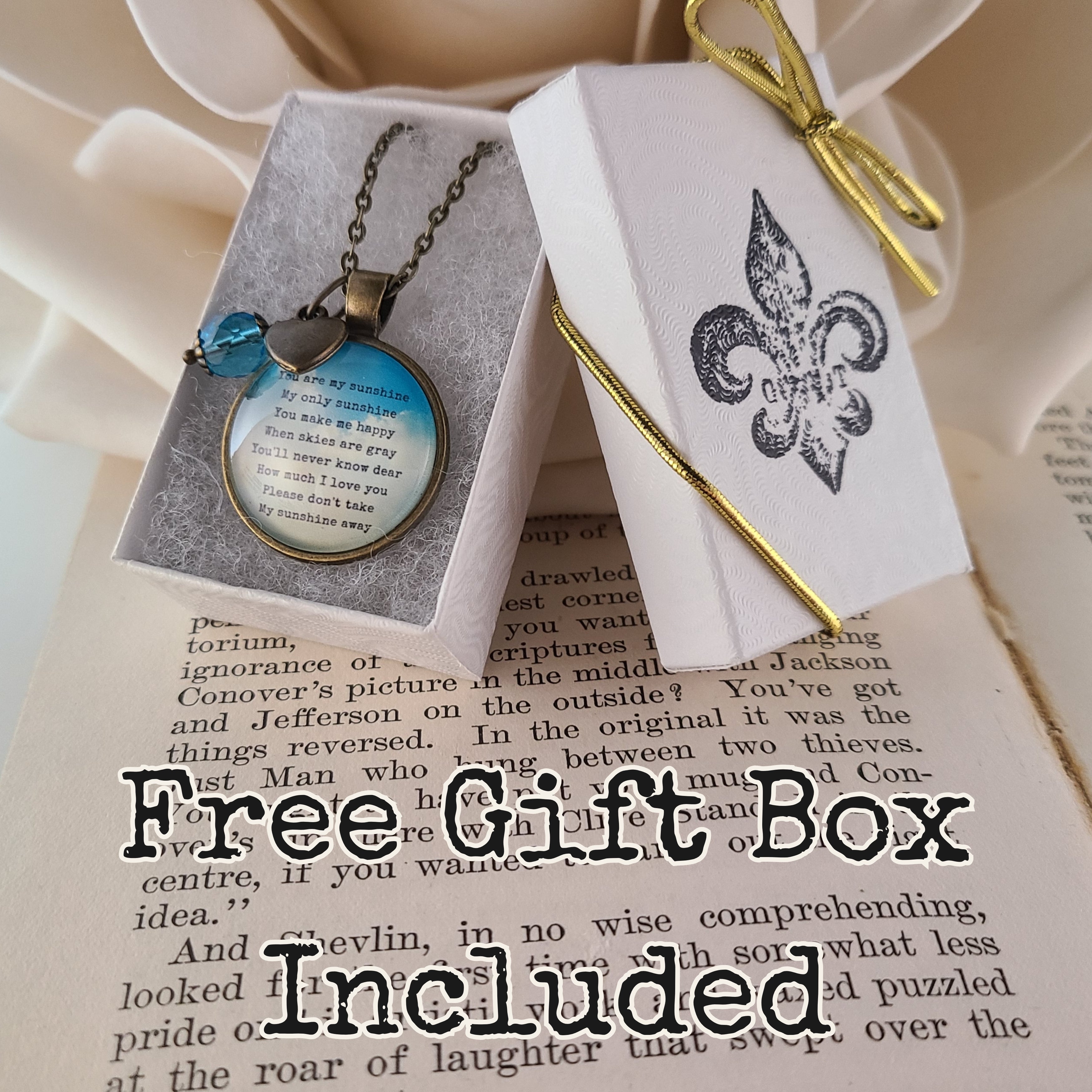 You Are My Sunshine Necklace or Keychain — Song Lyrics Memorial Gift Mother Daughter Gift