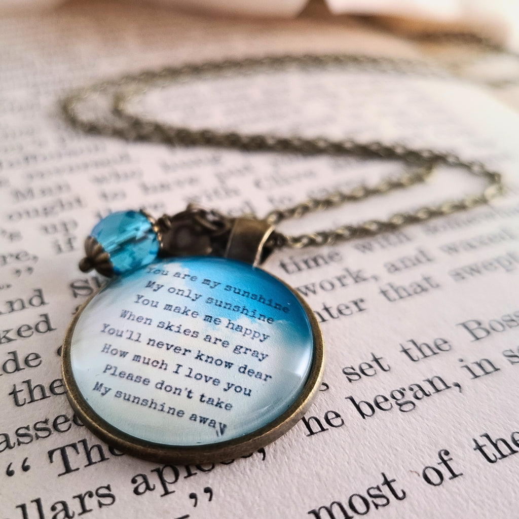 You Are My Sunshine Necklace or Keychain — Song Lyrics Memorial Gift Mother Daughter Gift