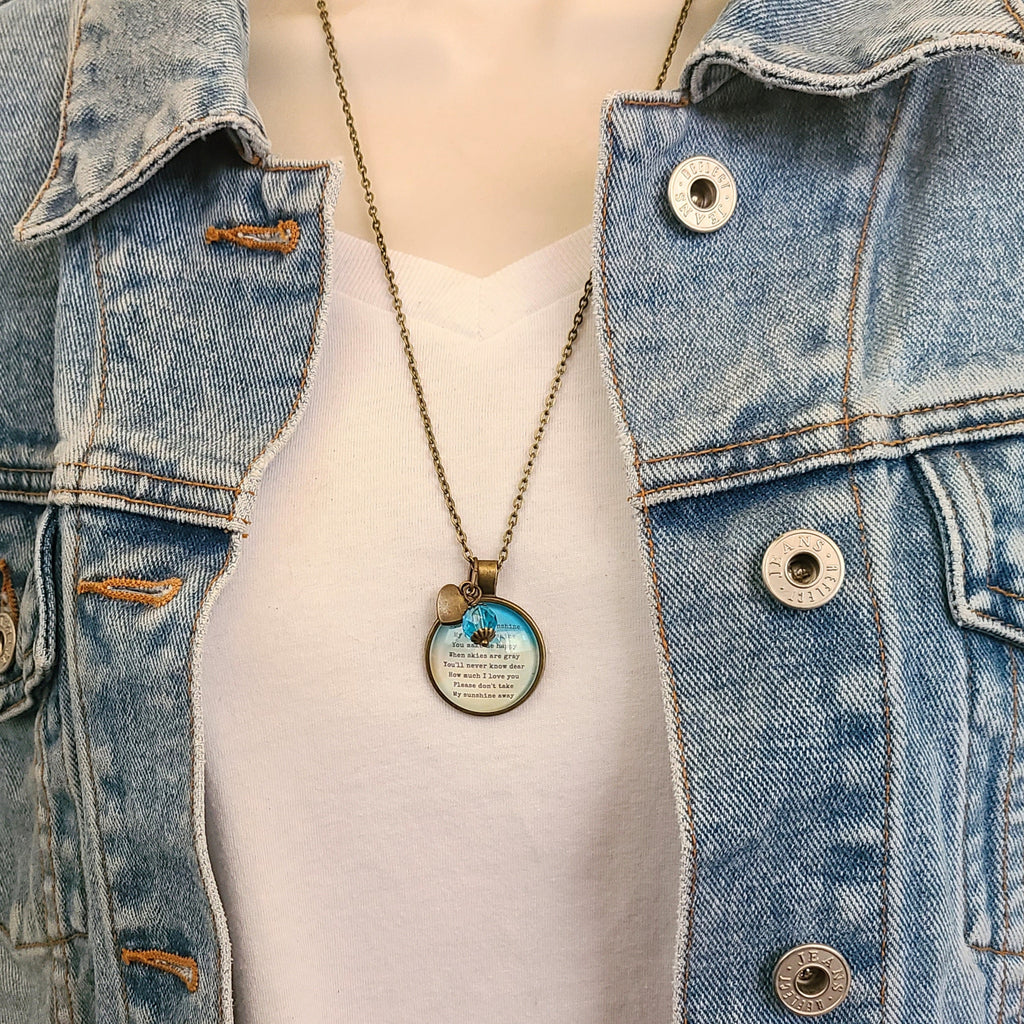 You Are My Sunshine Necklace or Keychain — Song Lyrics Memorial Gift Mother Daughter Gift