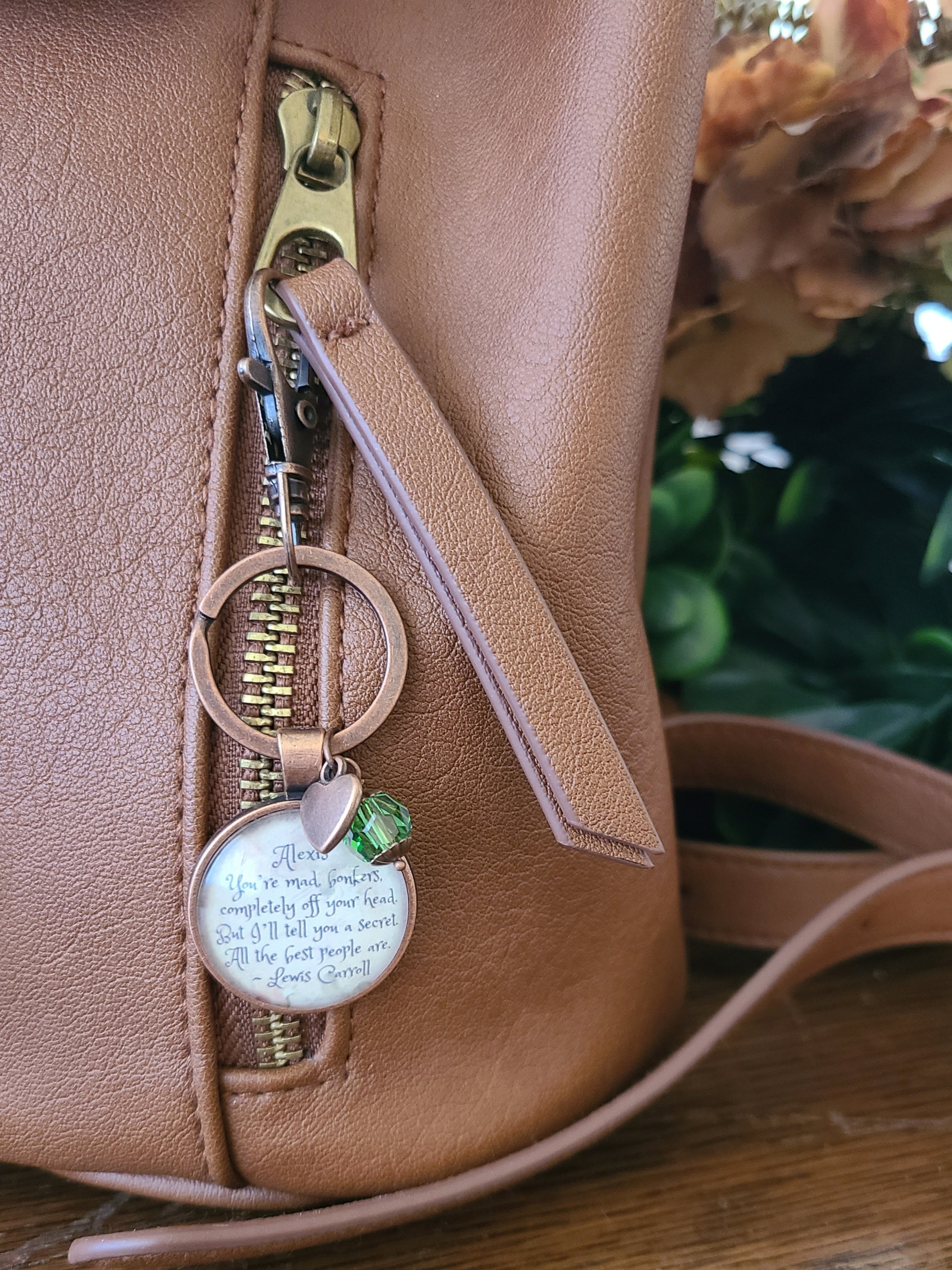 Alice in Wonderland Quote Necklace | You're Mad Bonkers |  Personalized Gift for Her | Lewis Carroll | Keychain