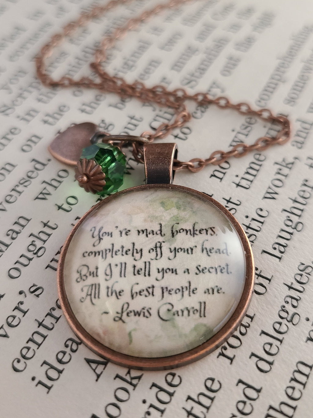 Alice in Wonderland Quote Necklace | You're Mad Bonkers |  Personalized Gift for Her | Lewis Carroll | Keychain